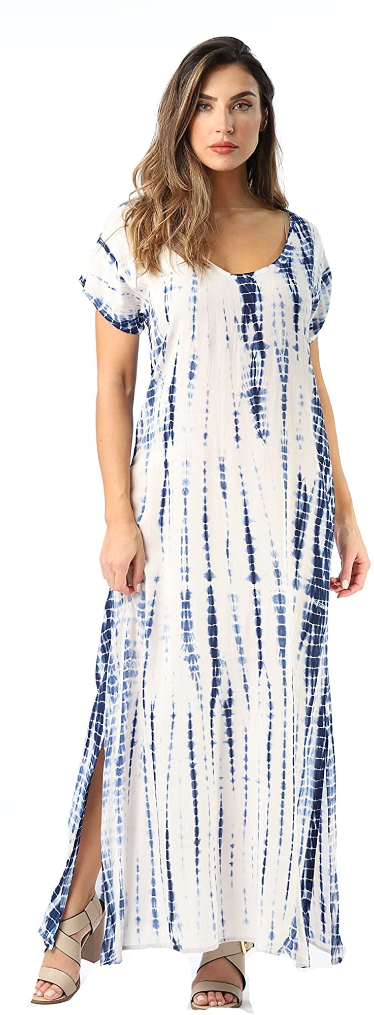 Riviera Sun Casual Short Sleeve Maxi Dress with Side Slit | Walmart Canada